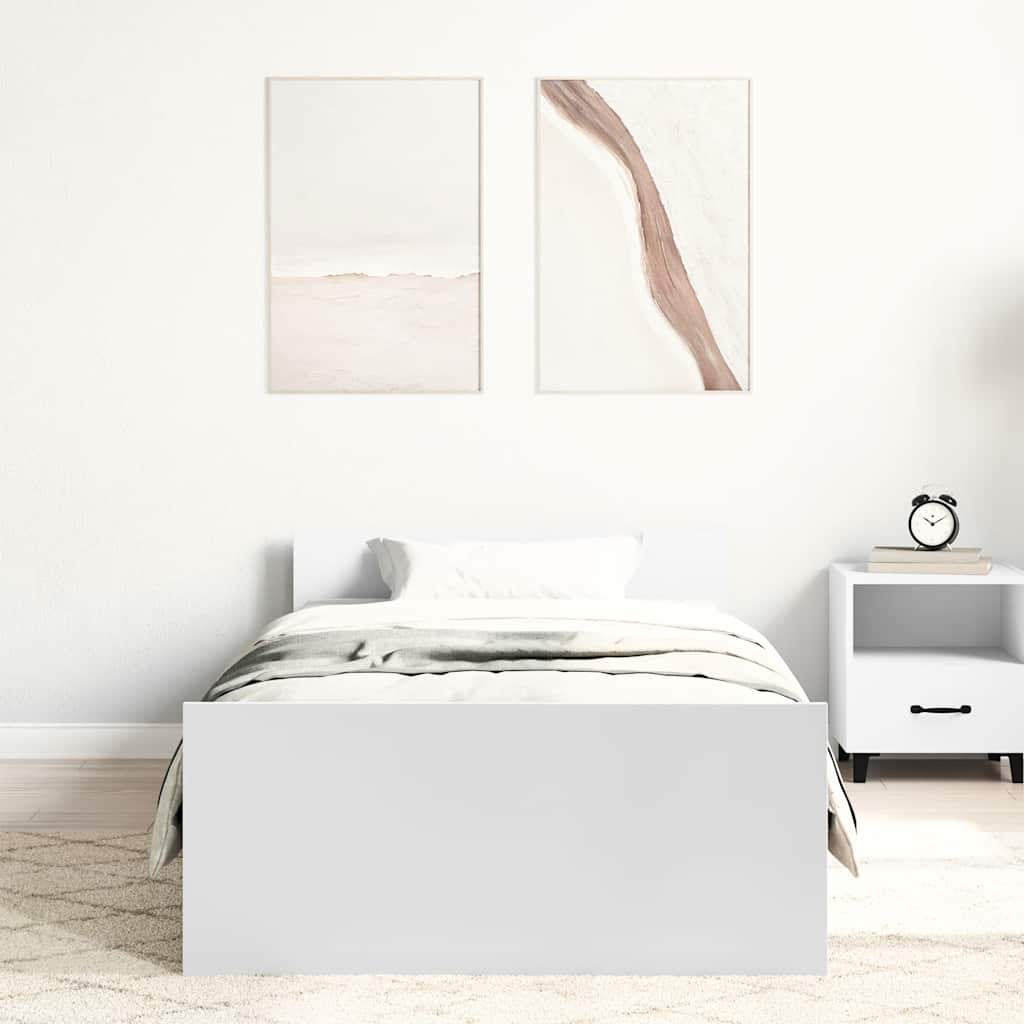 Bed Frame without Mattress White 75x190 cm Engineered Wood