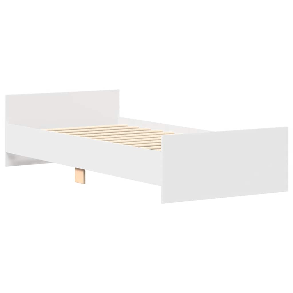 Bed Frame without Mattress White 75x190 cm Engineered Wood