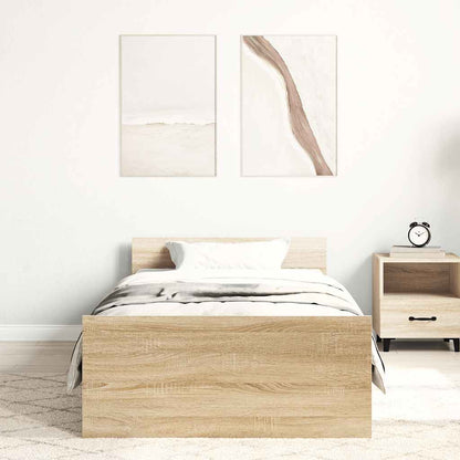 Bed Frame without Mattress Sonoma Oak 75x190 cm Engineered Wood