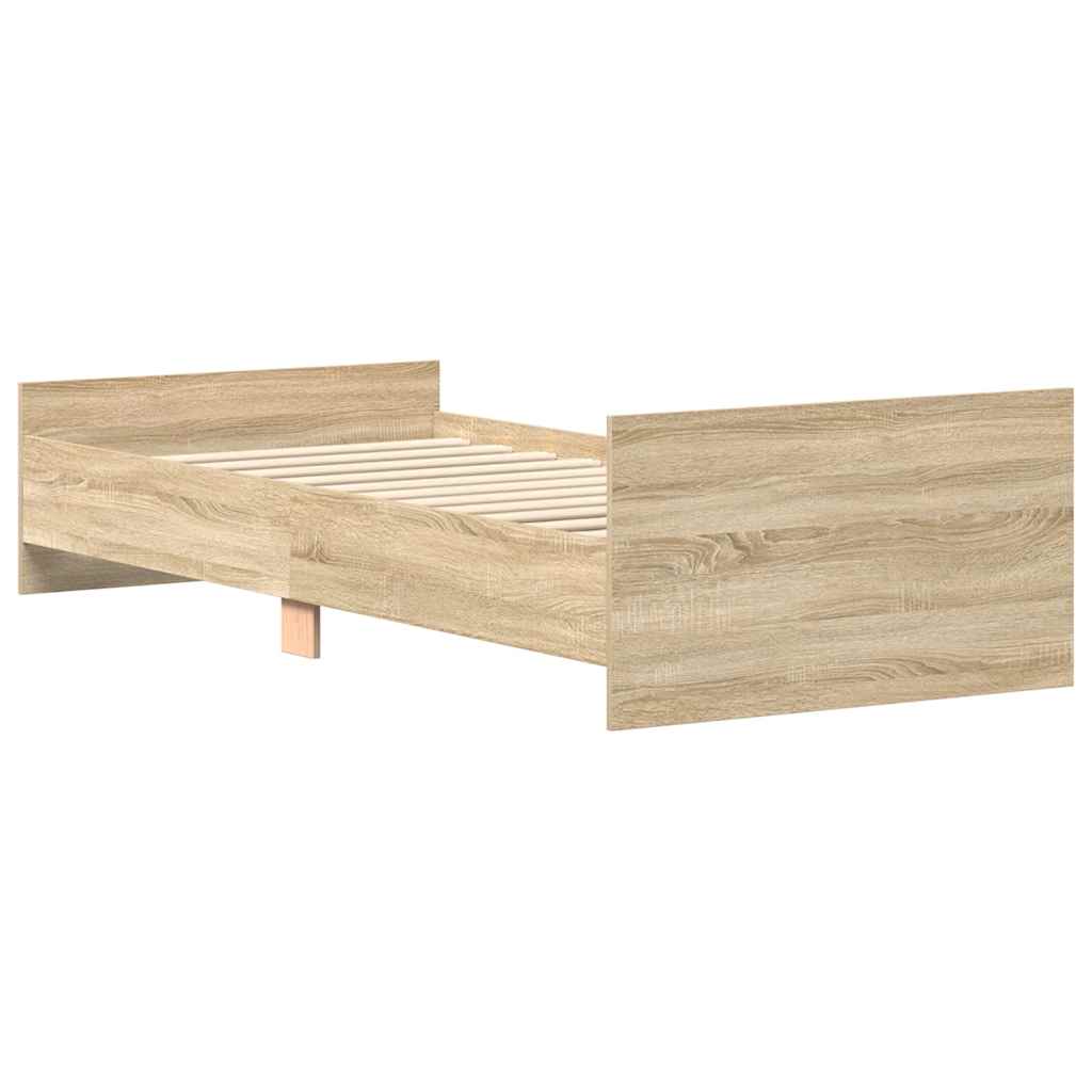 Bed Frame without Mattress Sonoma Oak 75x190 cm Small Single  Engineered Wood