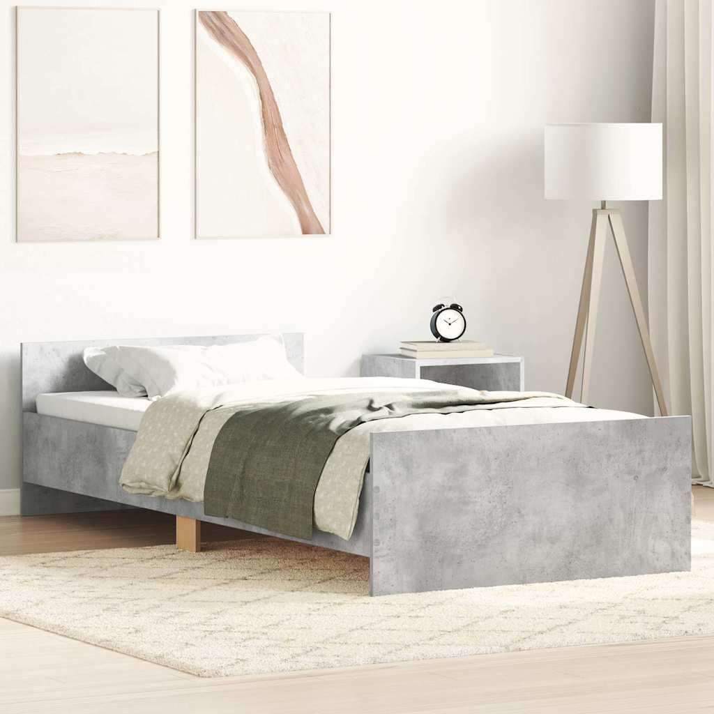 Bed Frame without Mattress Concrete Grey 75x190 cm