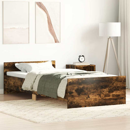 Bed Frame without Mattress Smoked Oak 75x190 cm Small Single  Engineered Wood