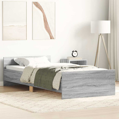 Bed Frame without Mattress Grey Sonoma 75x190 cm Small Single  Engineered Wood