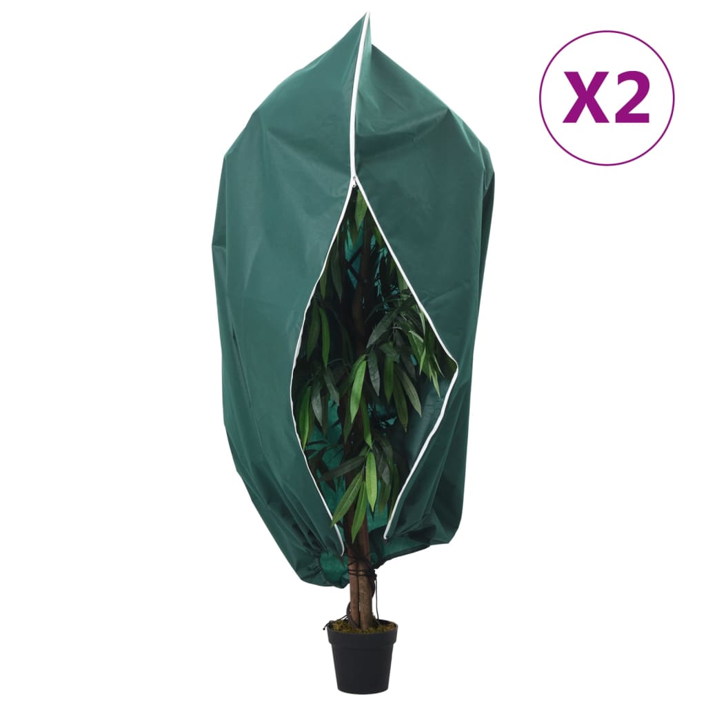 Plant Fleece Covers with Zip 2 pcs 70 g/m² 1.2x1.8 m