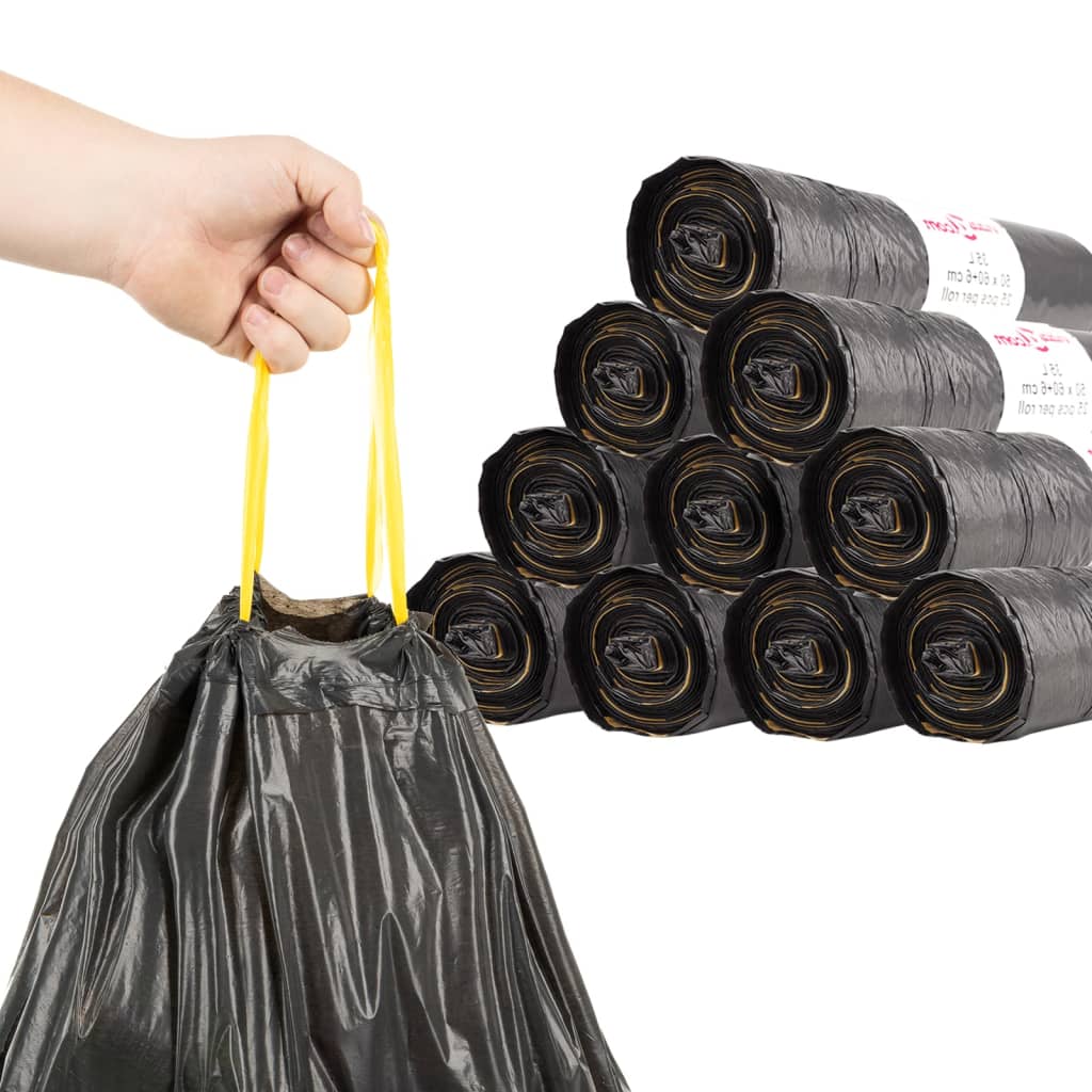 Bin Bags with Drawstrings 150 pcs Black 240 L