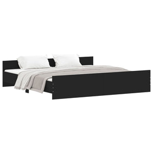 Bed Frame with Headboard and Footboard Black 200x200 cm