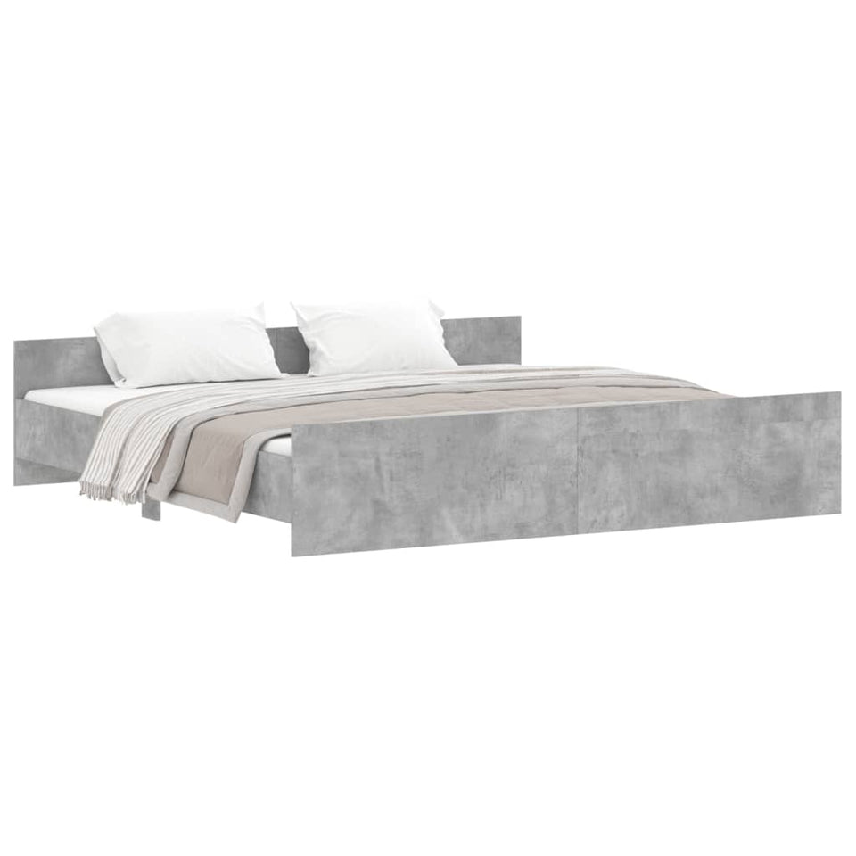 Bed Frame with Headboard and Footboard Concrete Grey 200x200 cm