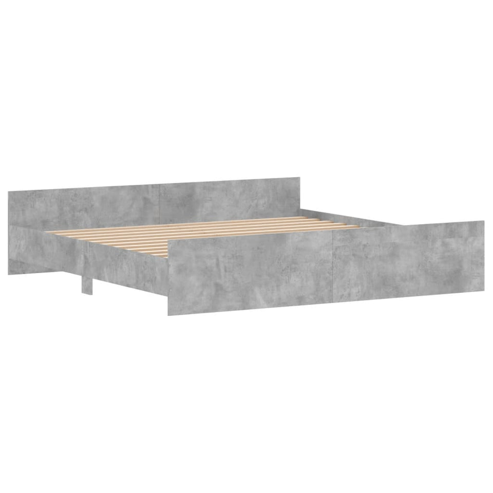 Bed Frame with Headboard and Footboard Concrete Grey 200x200 cm