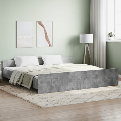 Bed Frame with Headboard and Footboard Concrete Grey 200x200 cm