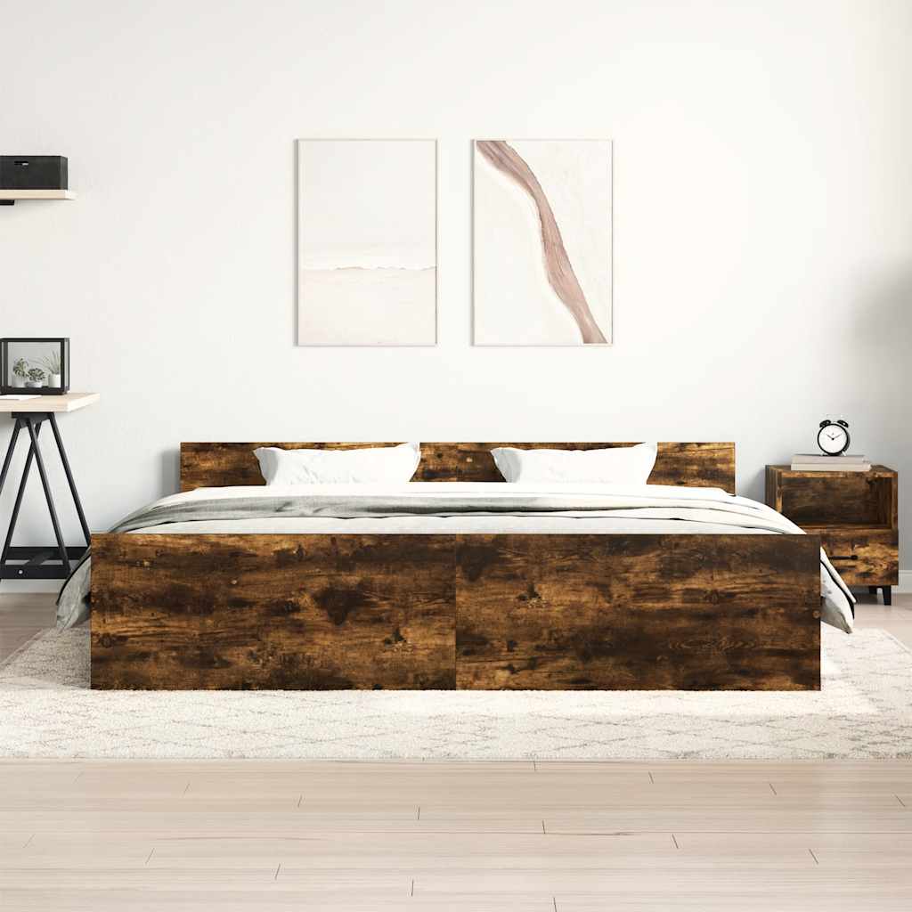 Bed Frame without Mattress Smoked Oak 200x200 cm