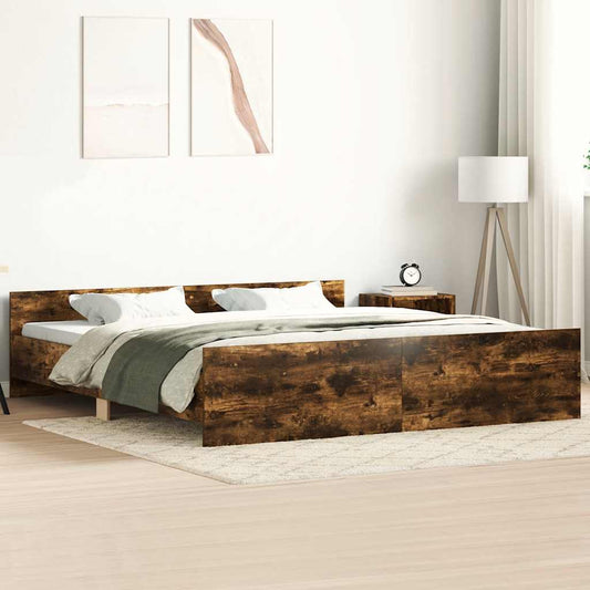 Bed Frame without Mattress Smoked Oak 200x200 cm