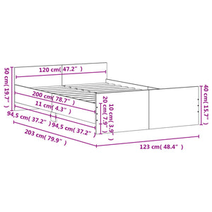 Bed Frame with Headboard and Footboard Black 120x200 cm