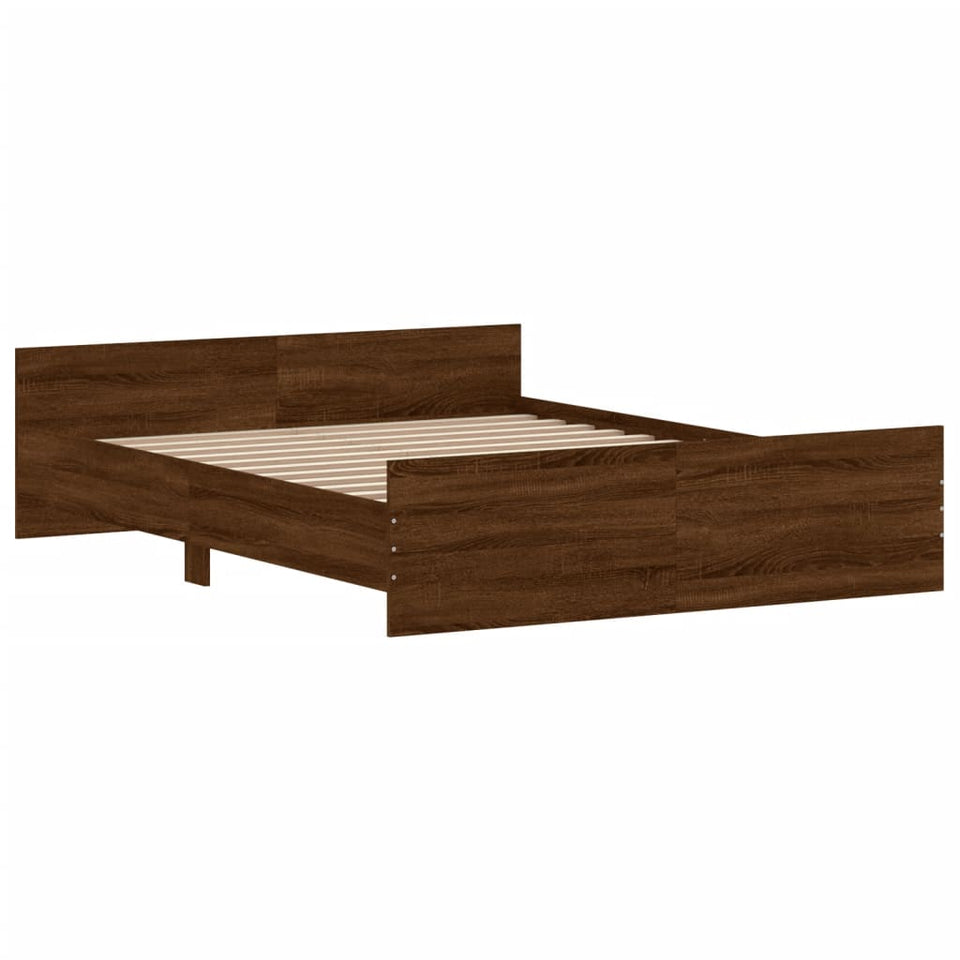 Bed Frame with Headboard and Footboard Brown Oak 140x200 cm