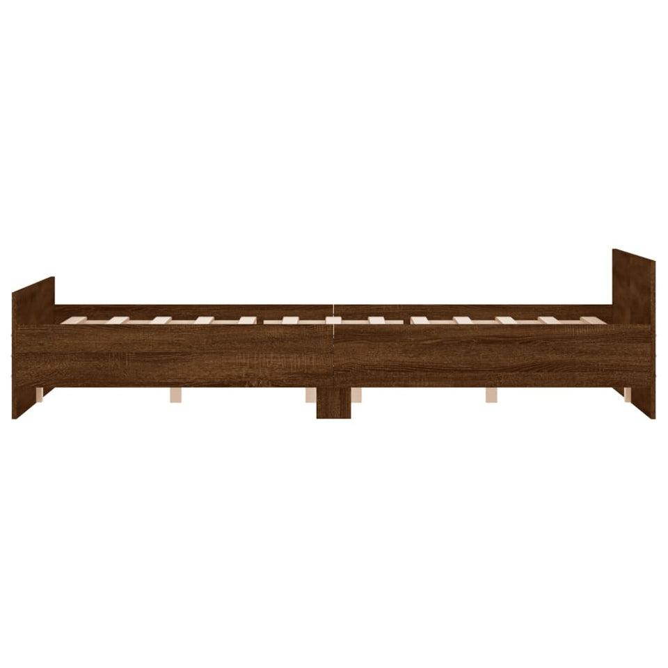 Bed Frame with Headboard and Footboard Brown Oak 140x200 cm