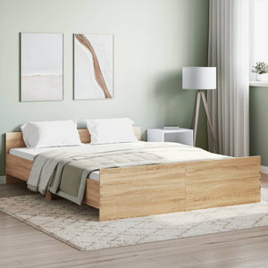 Bed Frame with Headboard and Footboard Sonoma Oak 150x200 cm King Size