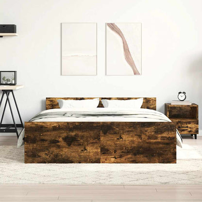 Bed Frame without Mattress Smoked Oak 150x200 cm
