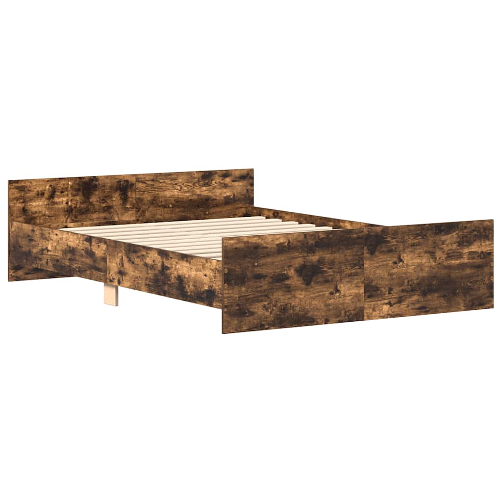 Bed Frame without Mattress Smoked Oak 150x200 cm