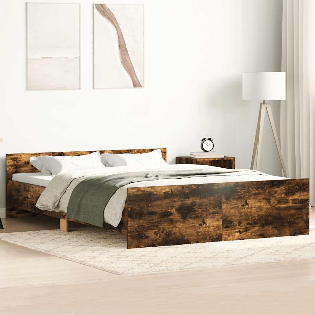 Bed Frame without Mattress Smoked Oak 150x200 cm