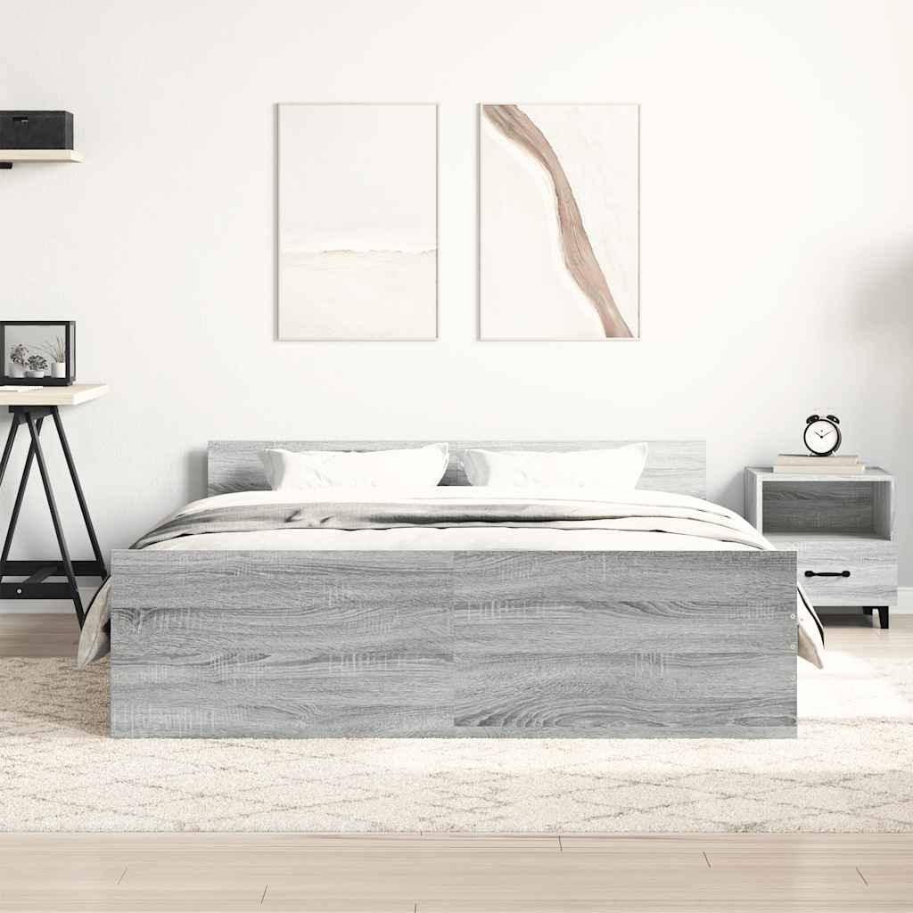 Bed Frame without Mattress Grey Sonoma 150x200 cm