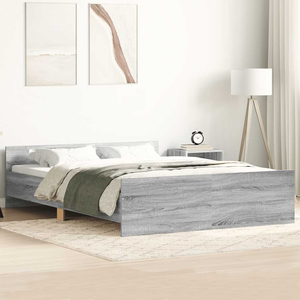 Bed Frame without Mattress Grey Sonoma 150x200 cm
