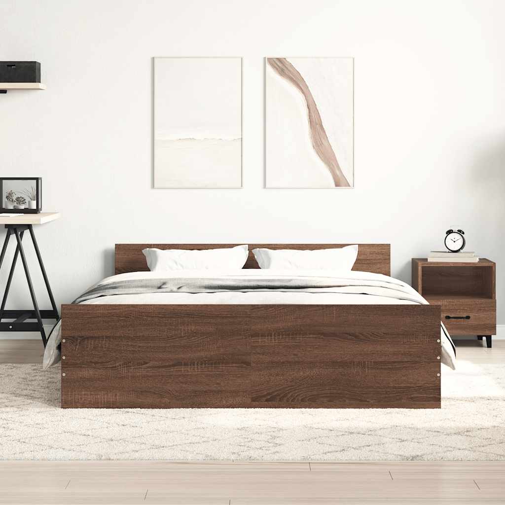 Bed Frame without Mattress Brown Oak 150x200 cm