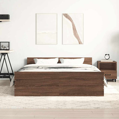 Bed Frame without Mattress Brown Oak 150x200 cm
