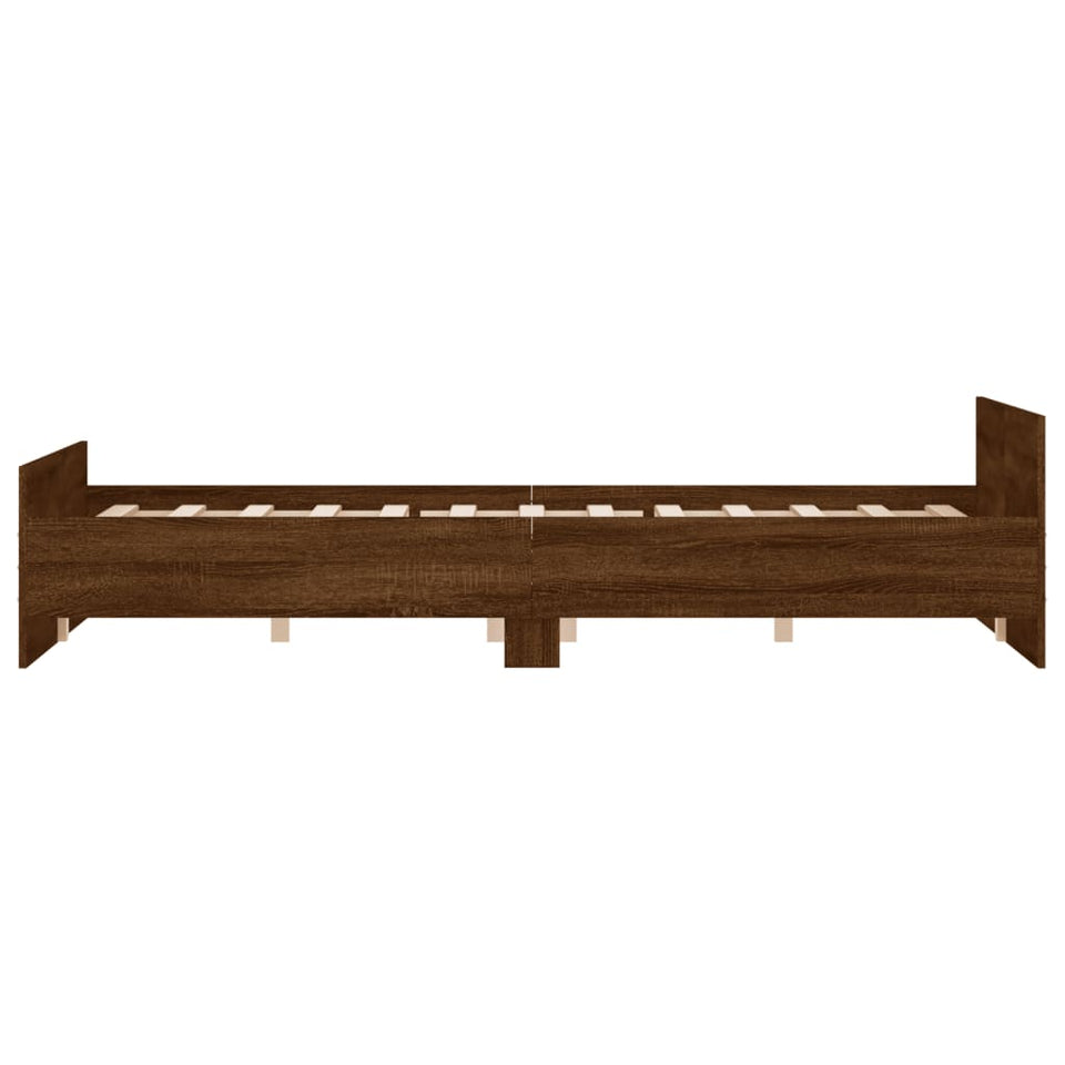 Bed Frame with Headboard and Footboard Brown Oak 150x200 cm King Size