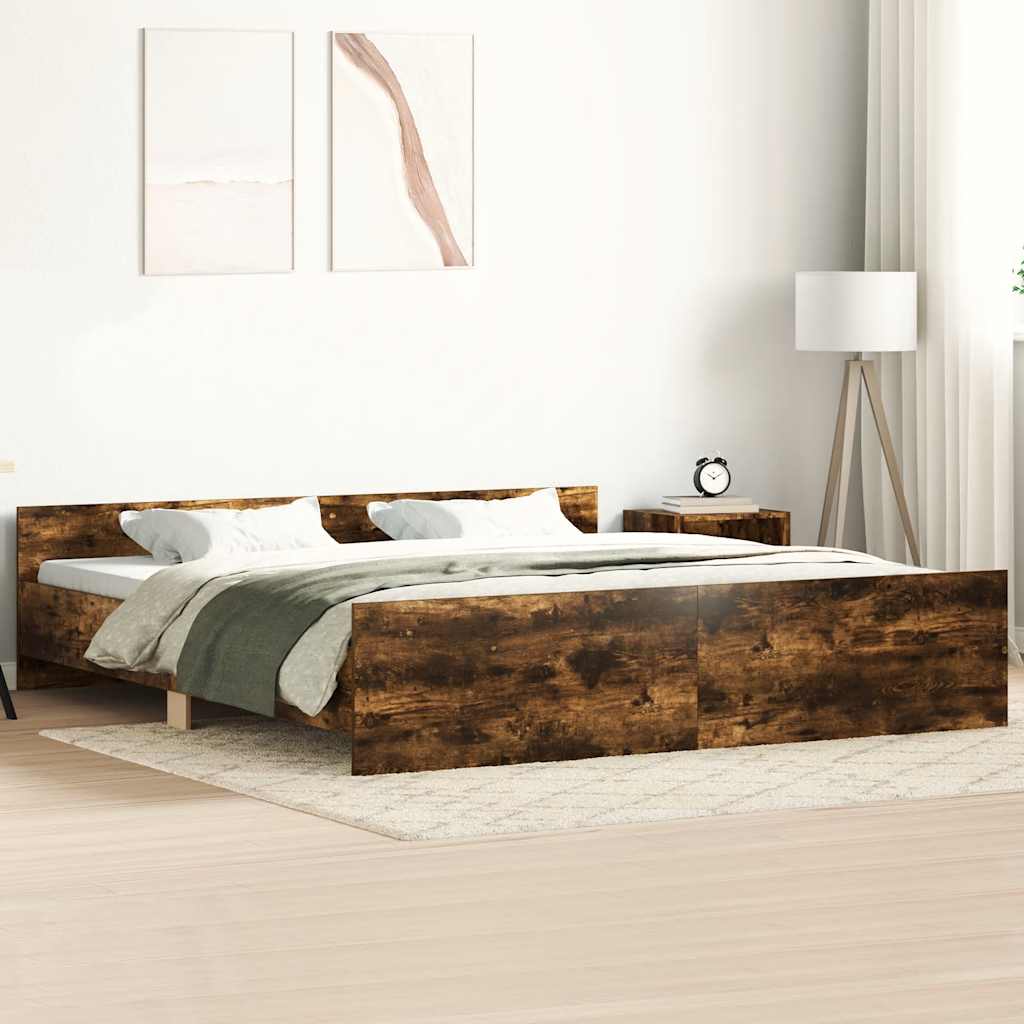 Bed Frame without Mattress Smoked Oak 180x200 cm