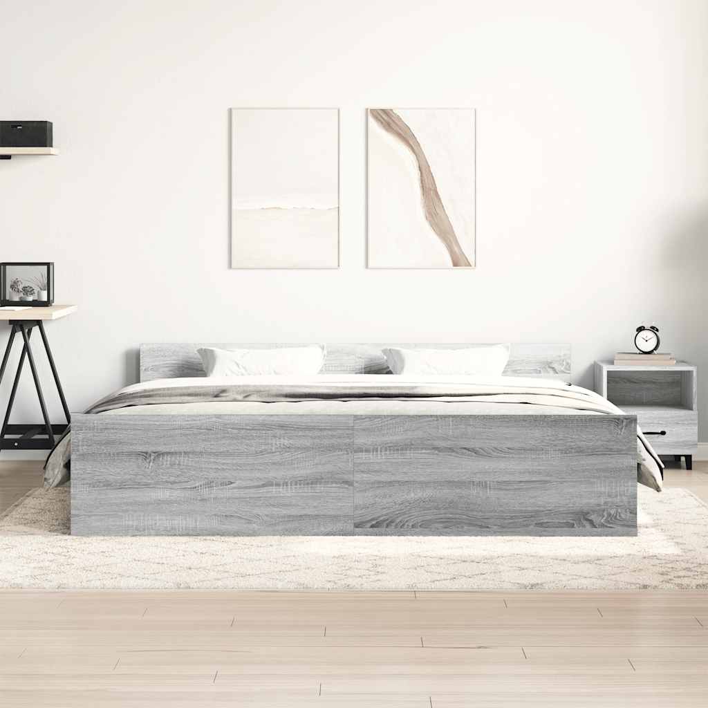 Bed Frame without Mattress Grey Sonoma 180x200 cm