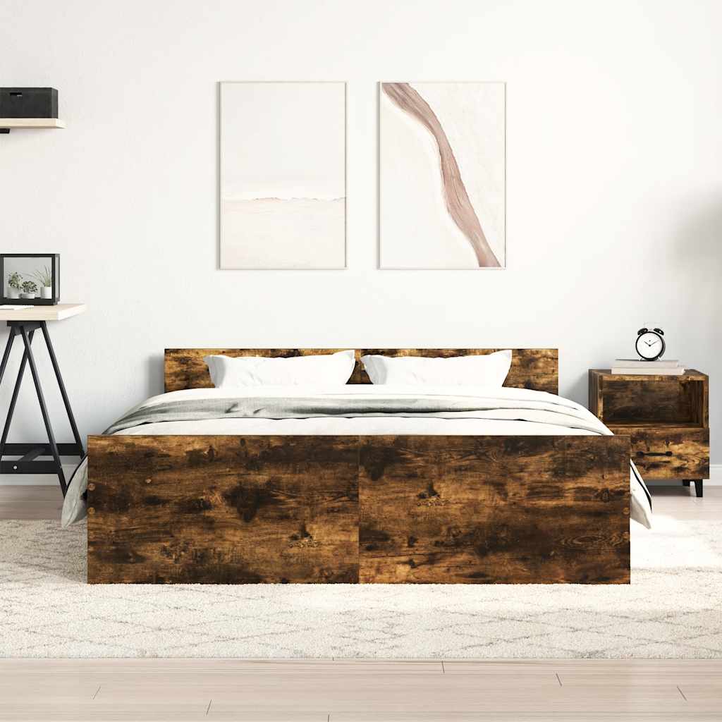 Bed Frame without Mattress Smoked Oak 120x190 cm