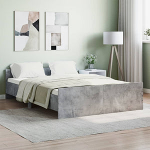 Bed Frame with Headboard and Footboard Concrete Grey 140x190 cm