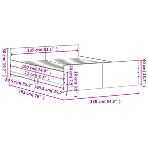 Bed Frame with Headboard and Footboard Sonoma Oak 135x190 cm Double