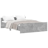 Bed Frame with Headboard and Footboard Concrete Grey 135x190 cm Double