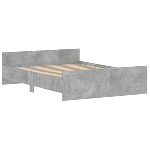 Bed Frame with Headboard and Footboard Concrete Grey 135x190 cm Double