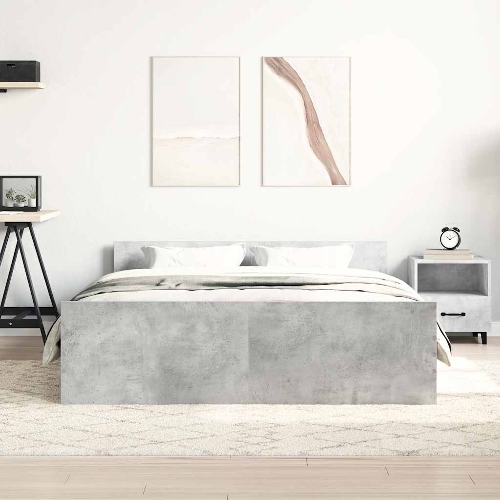 Bed Frame without Mattress Concrete Grey 135x190 cm