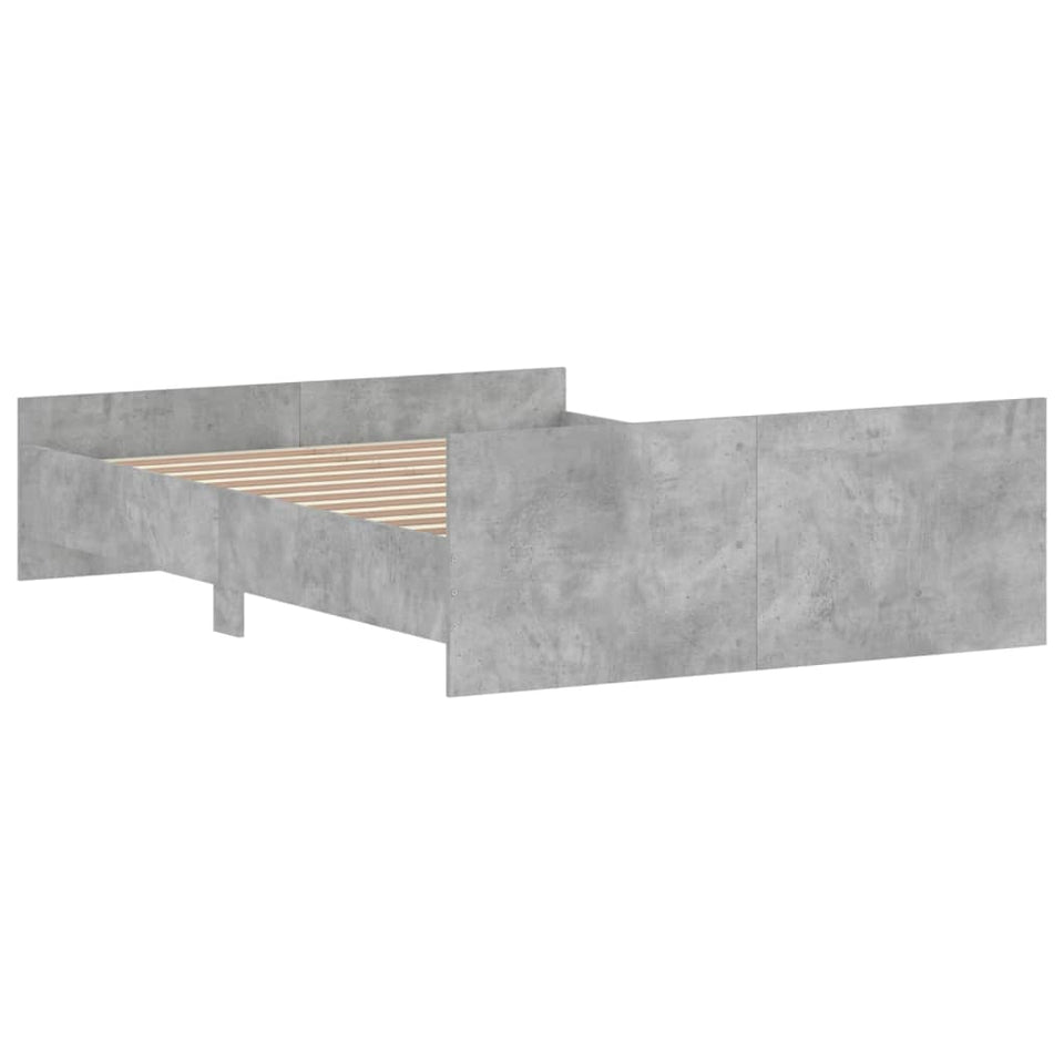 Bed Frame with Headboard and Footboard Concrete Grey 135x190 cm Double