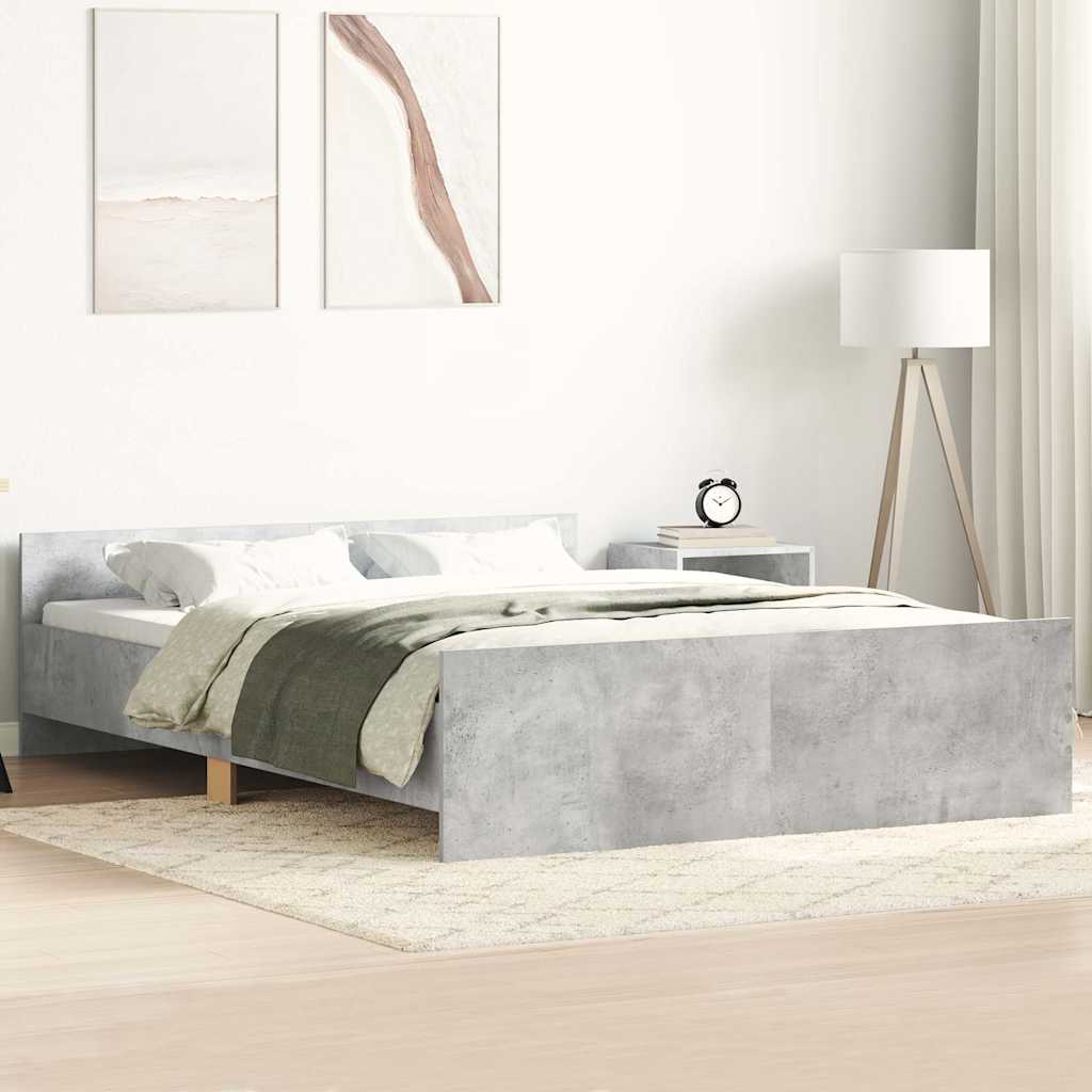 Bed Frame without Mattress Concrete Grey 135x190 cm