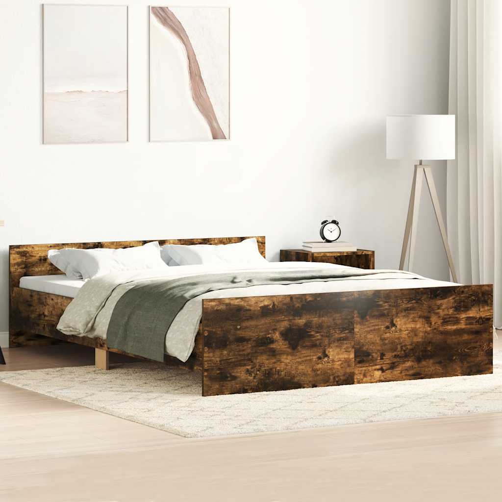 Bed Frame without Mattress Smoked Oak 135x190 cm