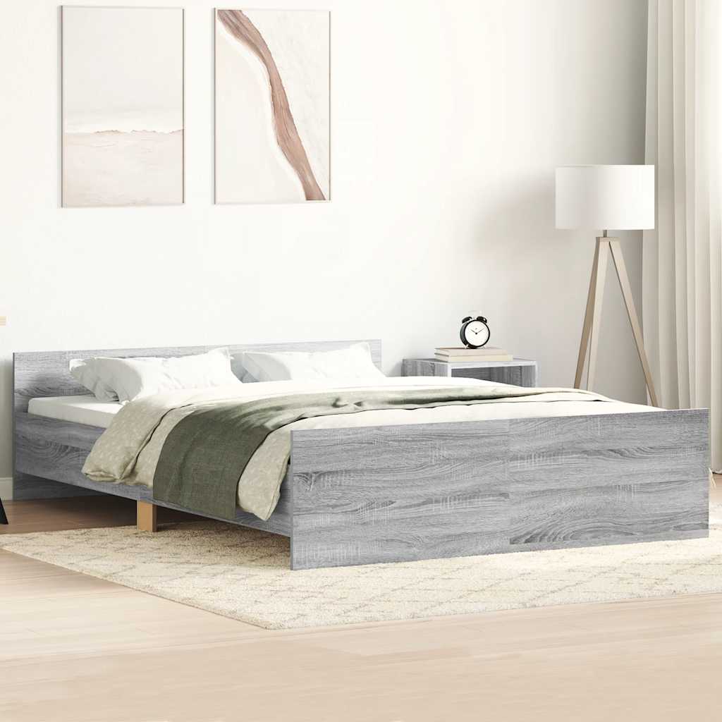 Bed Frame without Mattress Grey Sonoma 135x190 cm