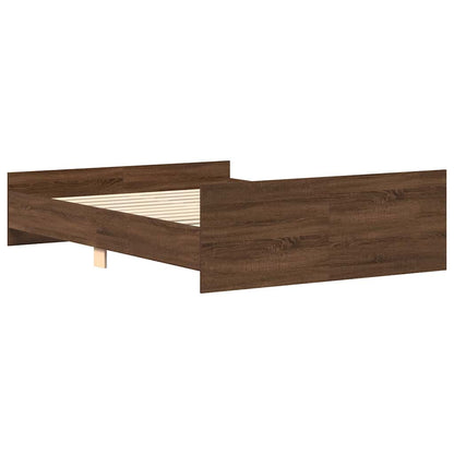 Bed Frame without Mattress Brown Oak 135x190 cm