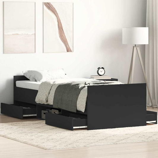 Bed Frame without Mattress Black 100x200 cm