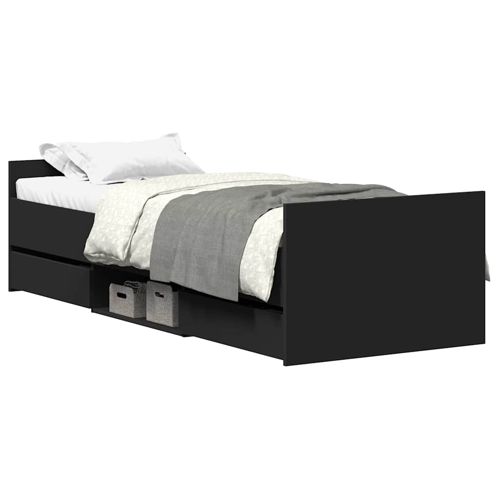 Bed Frame | Black | Engineered wood, solid pinewood, plywood | Single