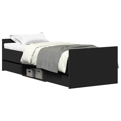 Bed Frame | Black | Engineered wood, solid pinewood, plywood | Single