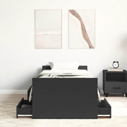 Bed Frame | Black | Engineered wood, solid pinewood, plywood | Single