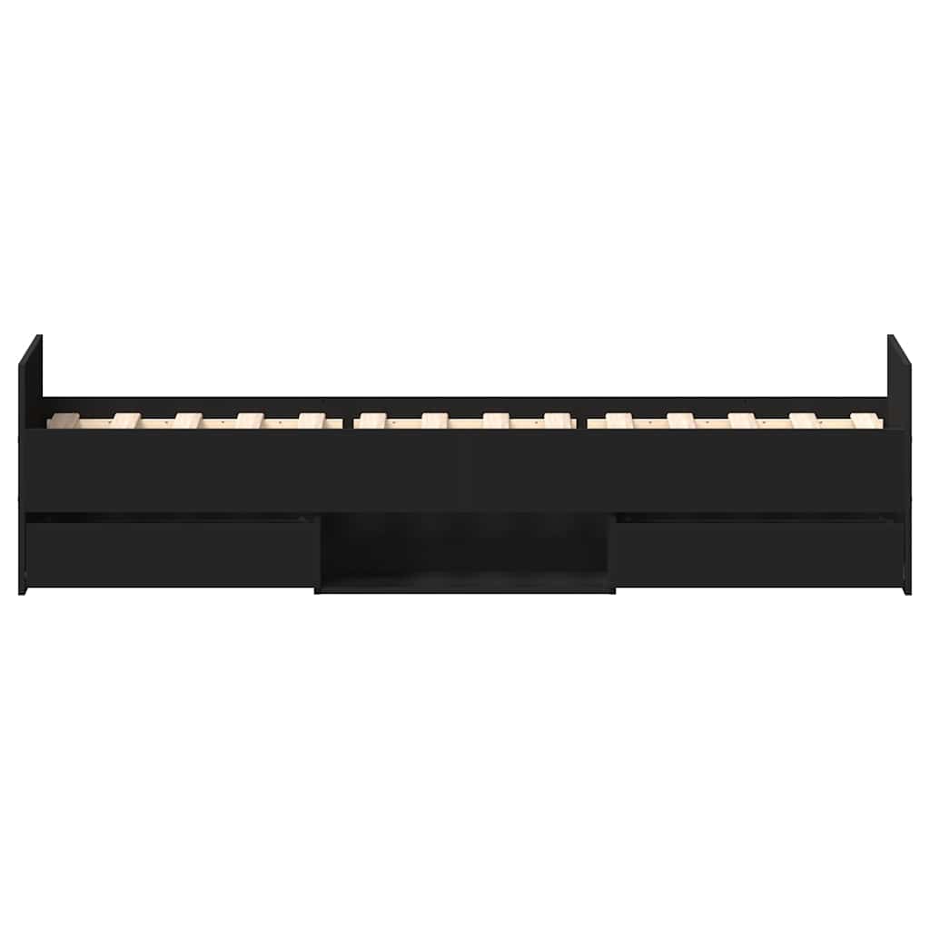 Bed Frame | Black | Engineered wood, solid pinewood, plywood | Single