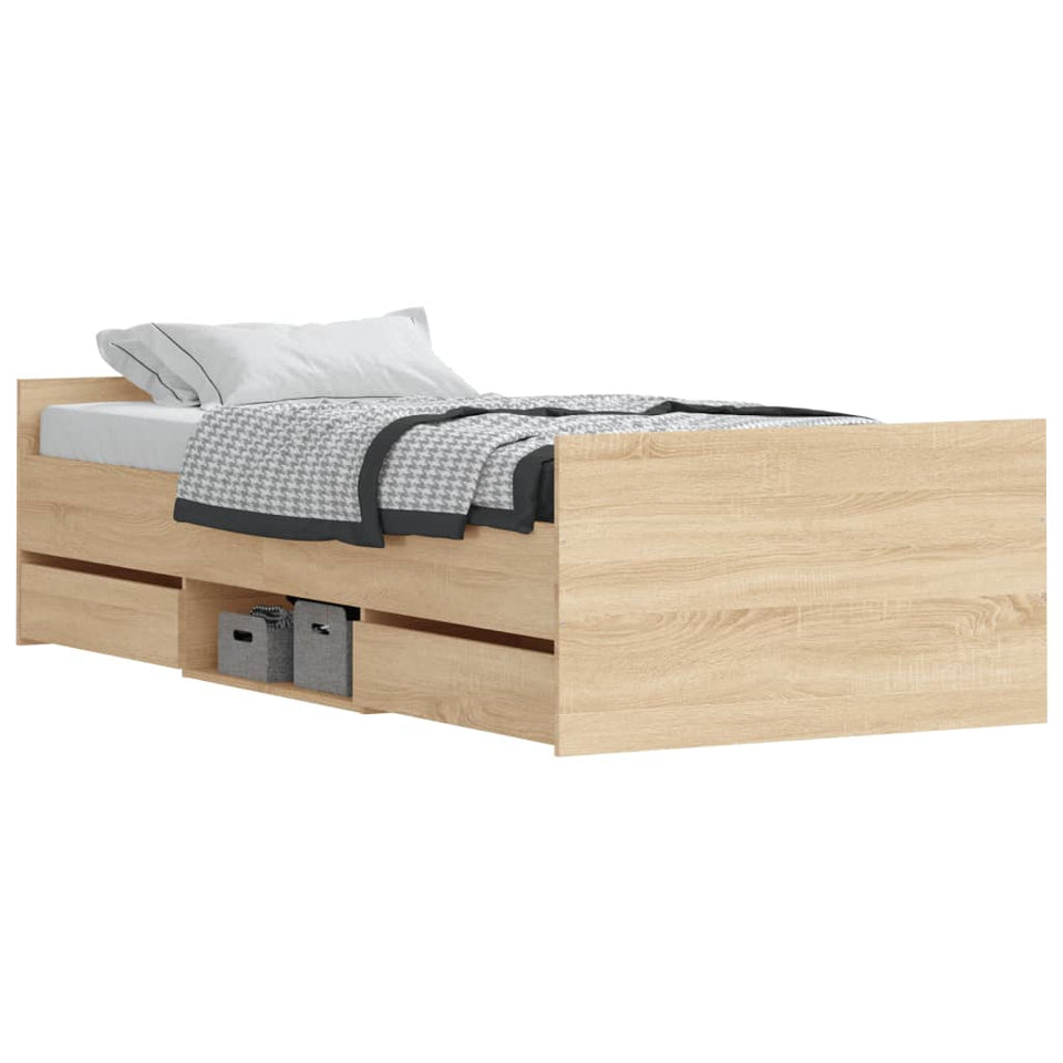 Bed Frame with Headboard and Footboard Sonoma Oak 90x200 cm