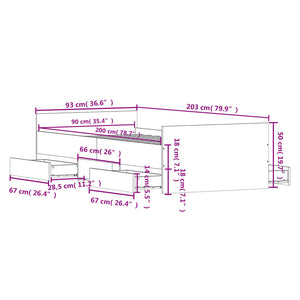 Bed Frame with Headboard and Footboard Smoked Oak 90x200 cm