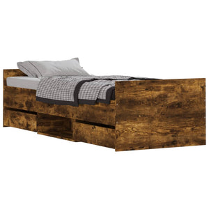 Bed Frame with Headboard and Footboard Smoked Oak 75x190 cm Small Single