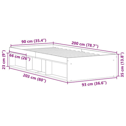 Bed Frame without Mattress Black 90x200 cm