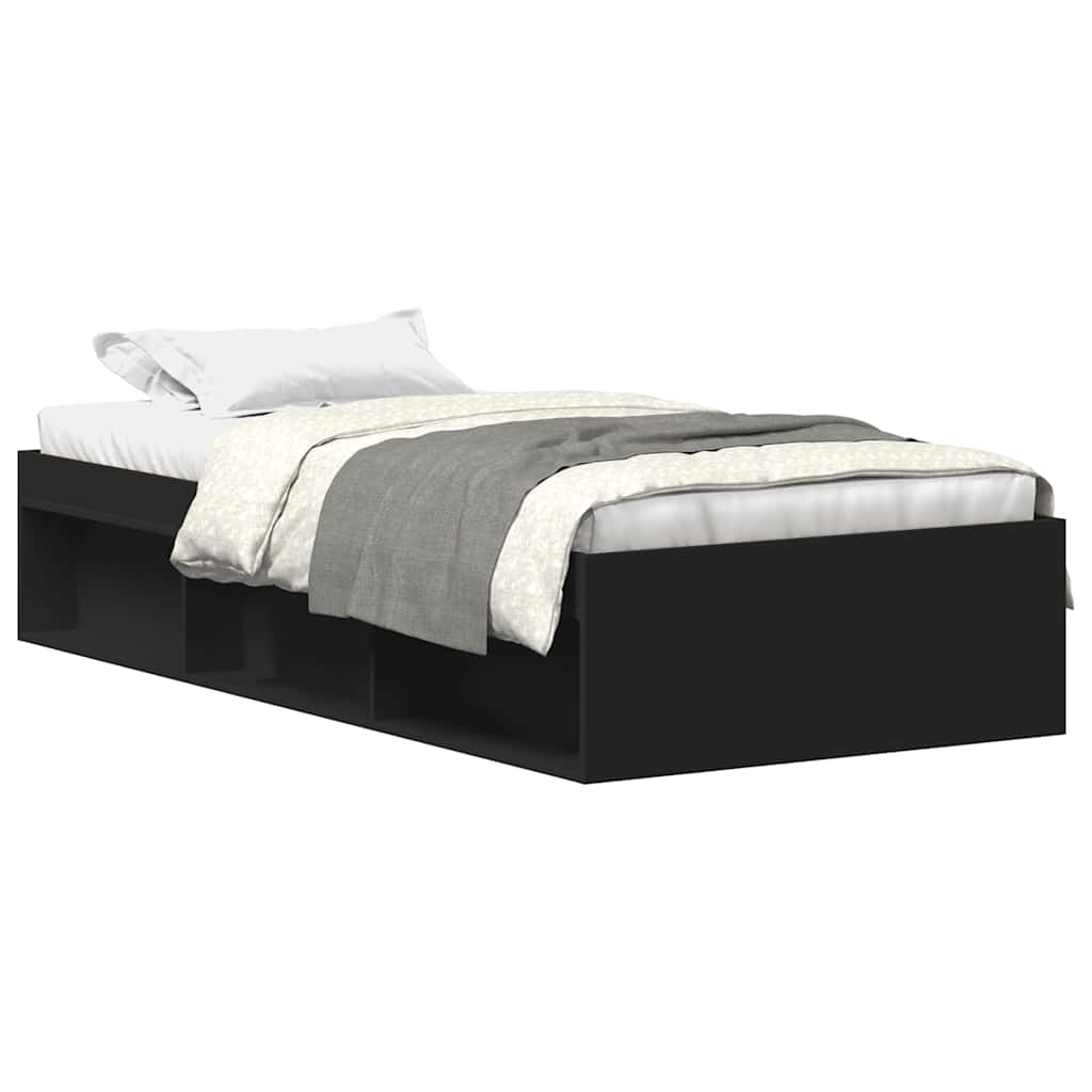 Bed Frame without Mattress Black 75x190 cm Small Single Small Single